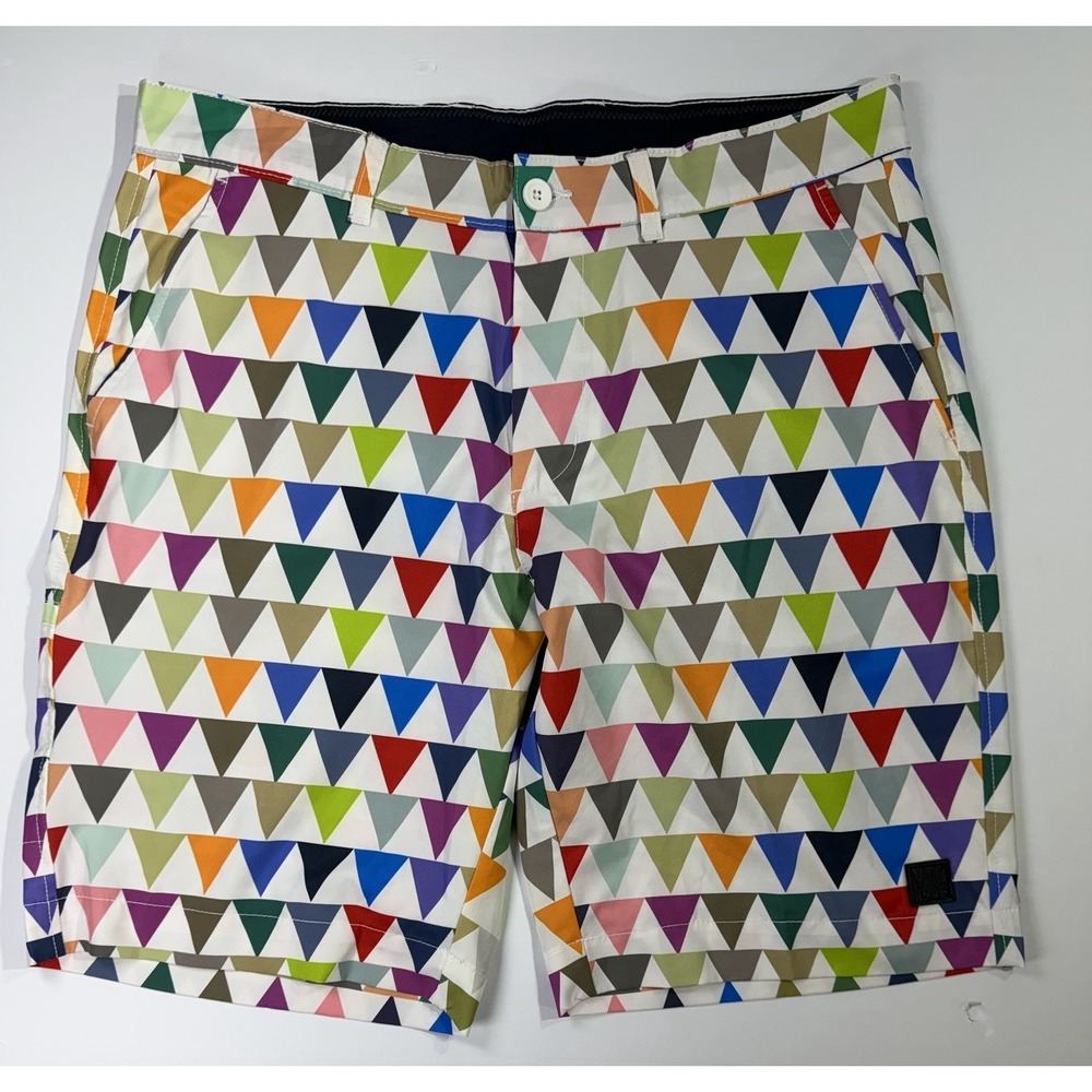 V46 Performance Golf Shorts Men's 34 Geometric Triangle‎ Print Stretch